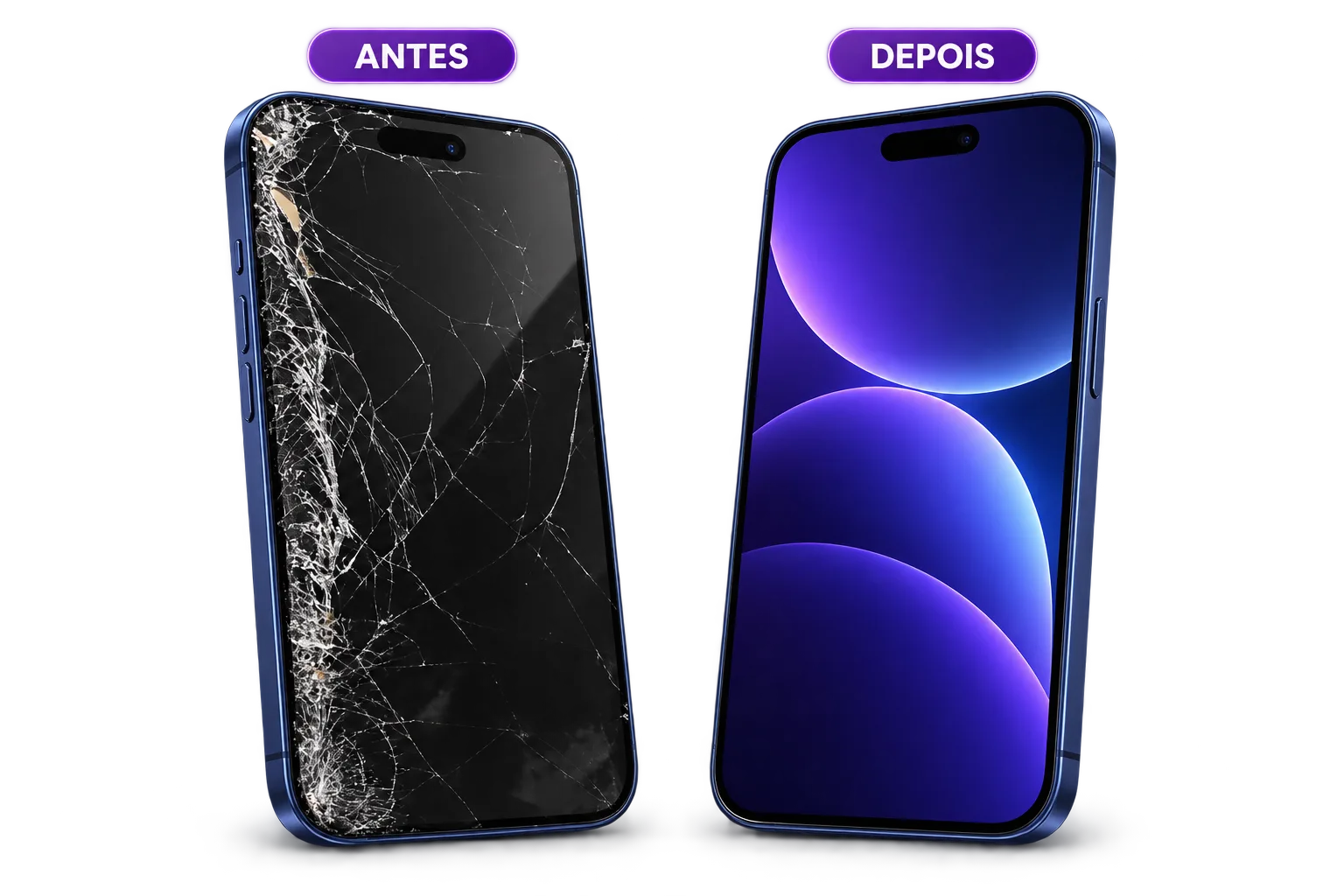 Ilustração de celular com tela quebrada